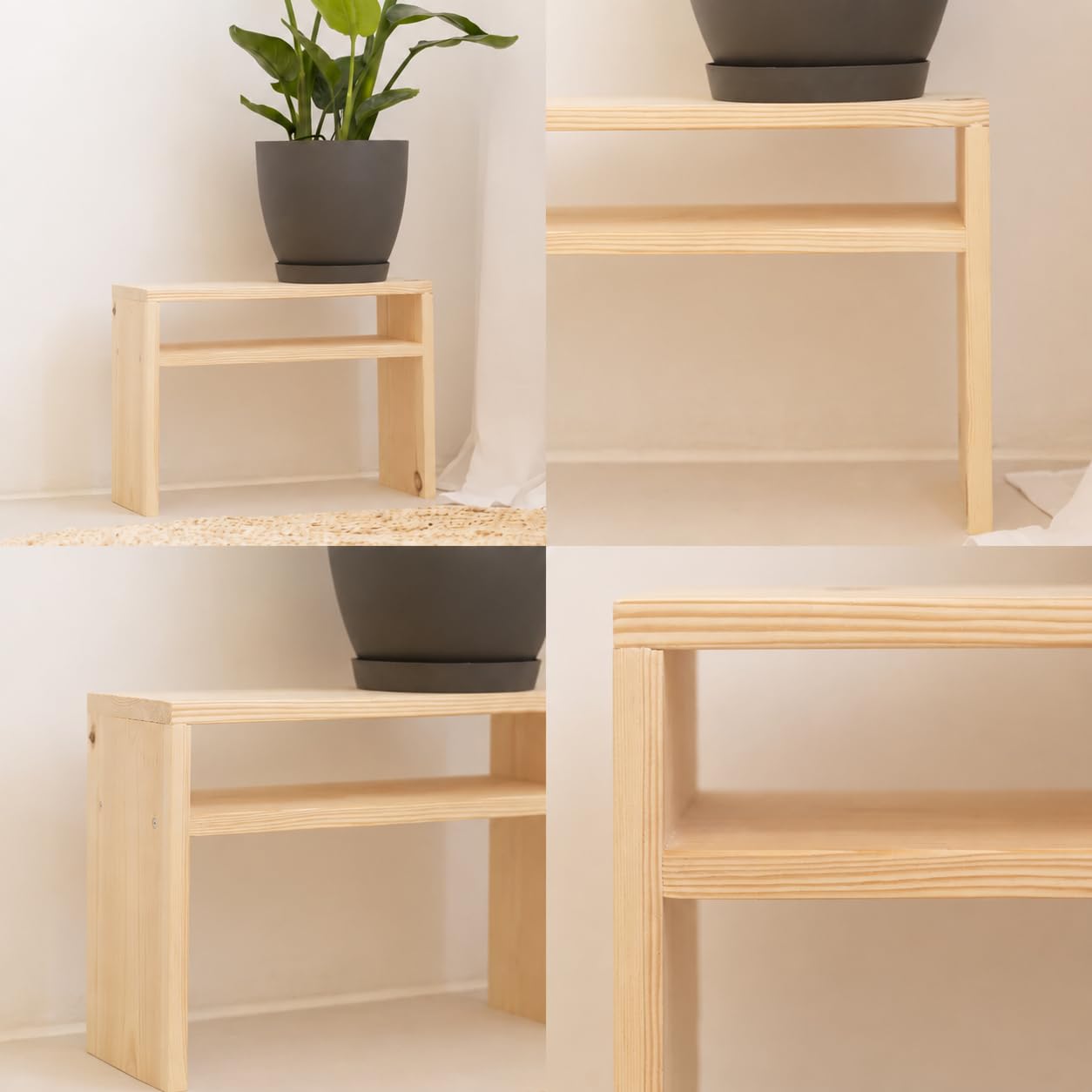 Rustic Wooden Nightstand with Open Shelf, Small End Table for Bedroom & Living Room, Natural Wood Side Table, 15.7 x 15.7 x 7.9 Inch