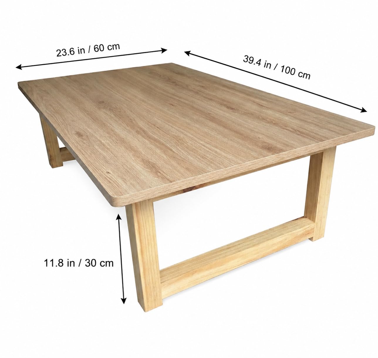 Foldable Floor Table with Folding Legs, Low Coffee Table, Wood Grain MDF Top, Portable Laptop Desk for Living Room, Bedroom, Study, Dining and Floor Seating, 39.4 x 23.6 Inch