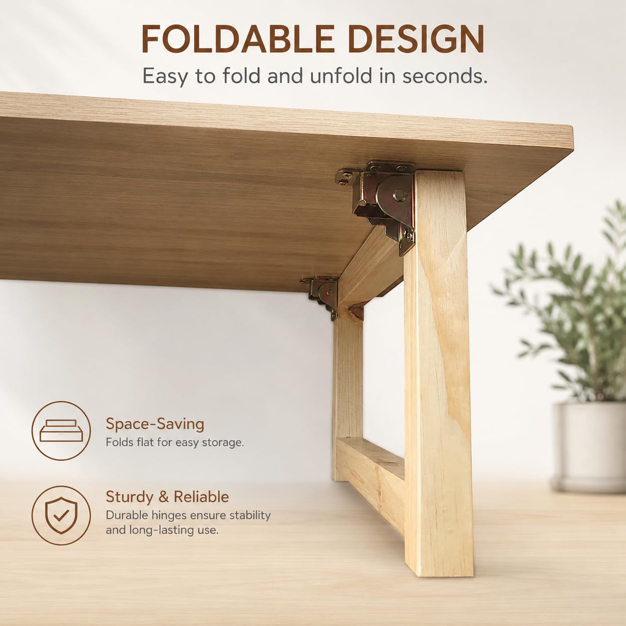 Foldable Floor Table with Folding Legs, Low Coffee Table, Wood Grain MDF Top, Portable Laptop Desk for Living Room, Bedroom, Study, Dining and Floor Seating, 39.4 x 23.6 Inch