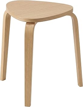 Modern Scandinavian Wooden Stool, Minimalist Round Side Table, Small Accent Table for Living Room, Bedroom, Entryway, Plant Stand, Lightweight Decorative Stool