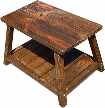 Rustic End Table with Storage Shelf, 2-Tier Wooden Side Table for Living Room and Bedroom, Small Accent Table for Sofa and Bedside