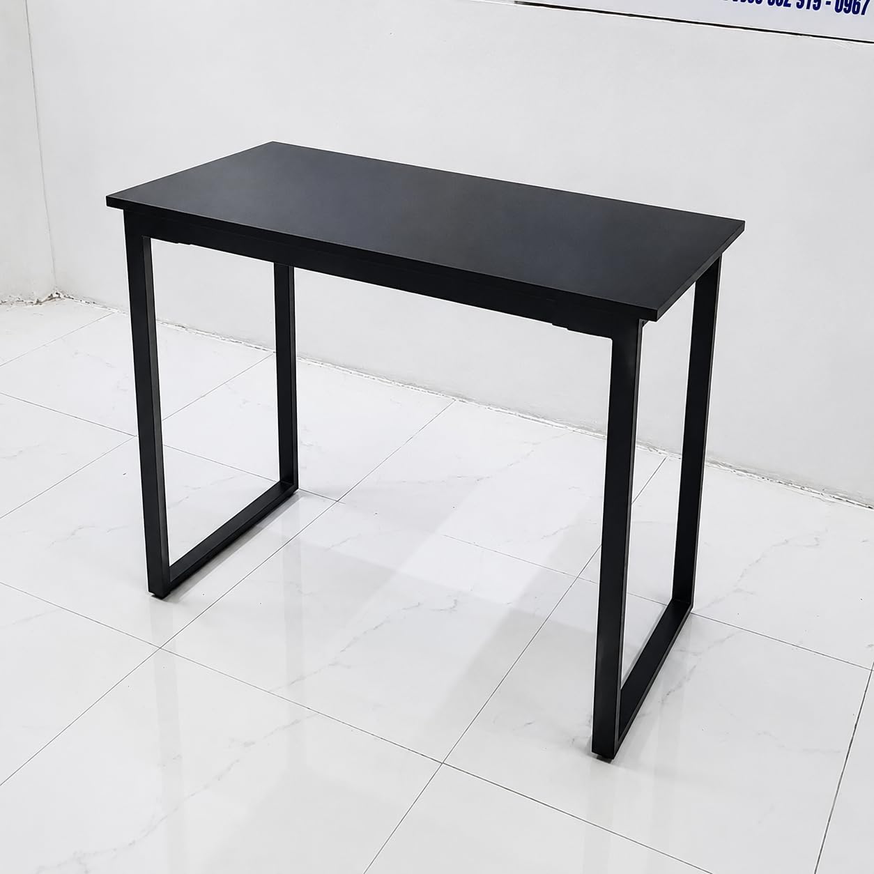 Modern Computer Desk 39.4" Home Office Desk with U-Shaped Metal Frame, Study Writing Table for Bedroom, Small Spaces, Black, 39.4 x 19.7 x 29.5 Inches