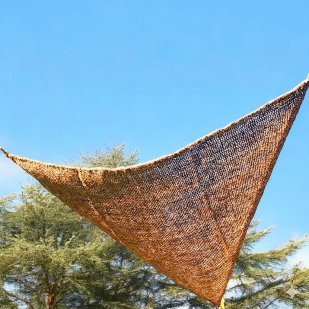 13 Ft Triangle Coconut Fiber Shade Sail – Natural Coir Sun Shade Canopy, Cover for Patio, Garden, Pergola & Backyard – Handmade Outdoor Sunshade Home Beach Restaurant