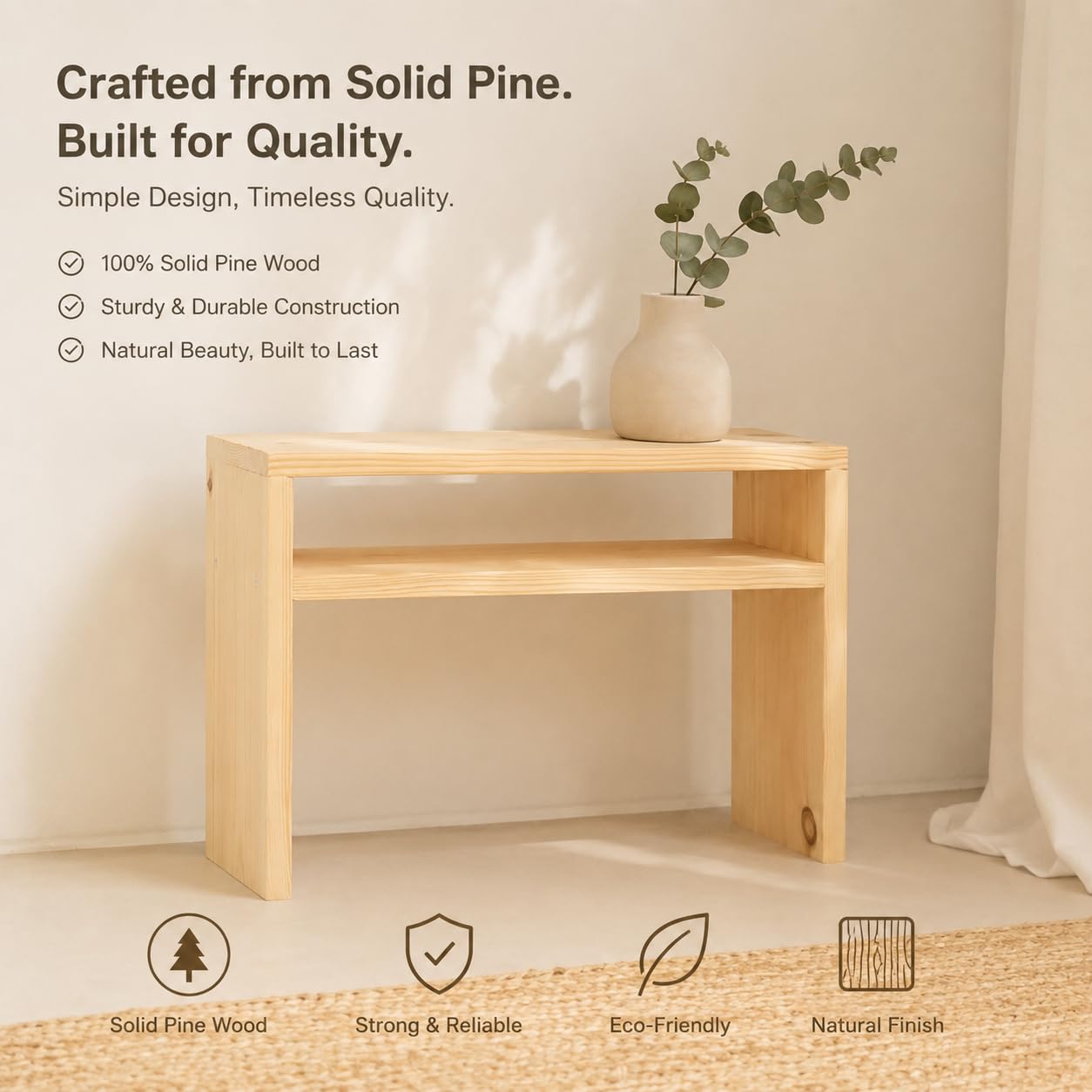 Rustic Wooden Nightstand with Open Shelf, Small End Table for Bedroom & Living Room, Natural Wood Side Table, 15.7 x 15.7 x 7.9 Inch