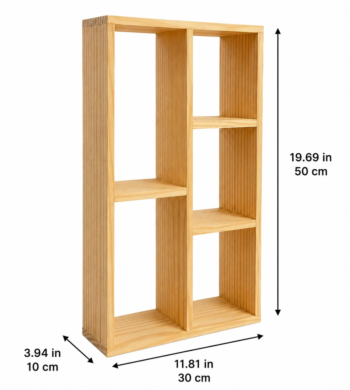 Solid Wood Display Shelf, Rustic Pine Wood Bookshelf Organizer, Freestanding Open Storage Rack for Living Room, Bedroom, Office, Natural Wood Finish