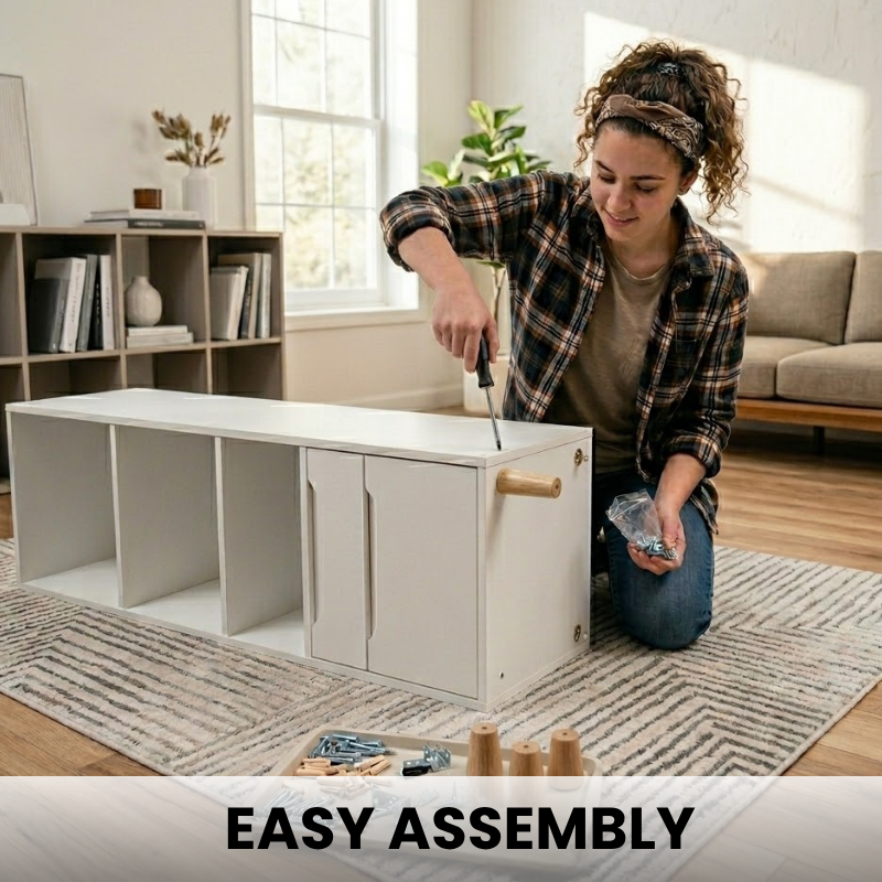 Nordic Style Floor Bookshelf with Storage Drawer – Multi-Tier Modern Bookcase for Living Room & Office – Durable Melamine Coated MDF Wood Shelf – Scratch-Resistant & Easy Assembly