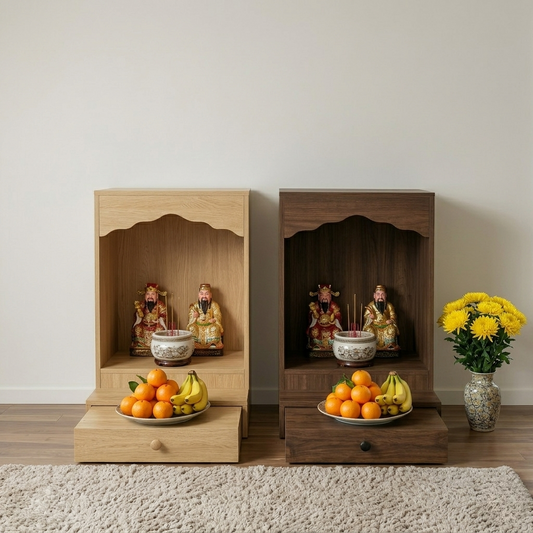 Wood Feng Shui Altar – Traditional God of Wealth & Earth God Shrine – Handcrafted Oriental Spirit House for Prosperity & Luck, Traditional Asian Wealth Altar