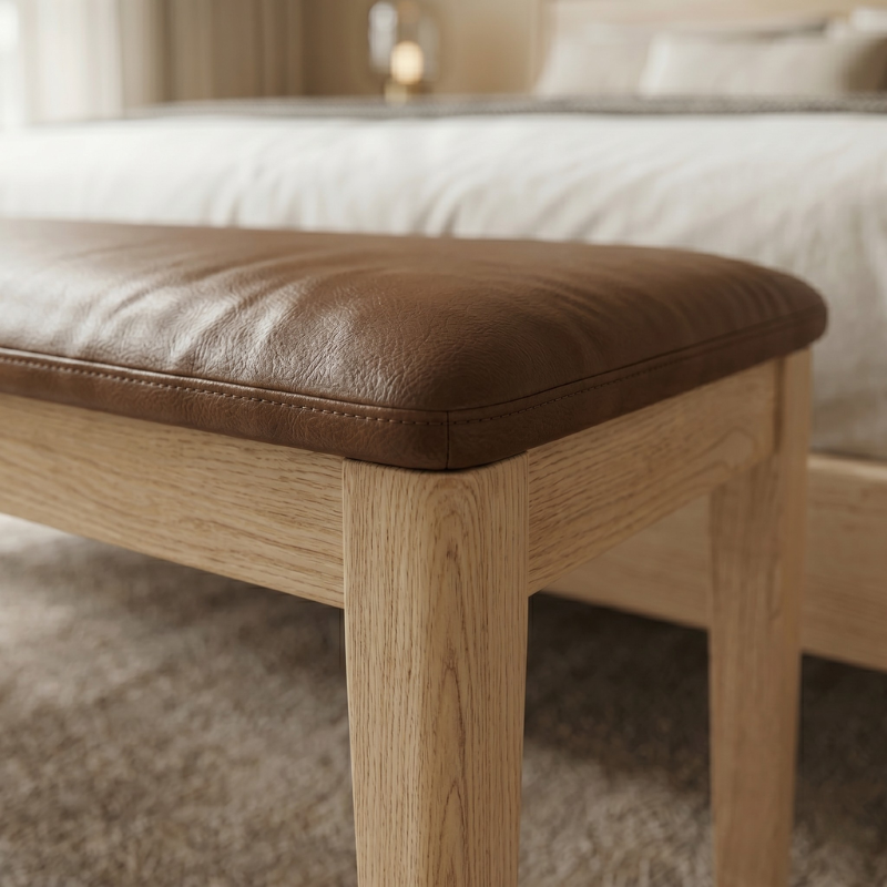 41-Inch Upholstered Bench – Modern Entryway Bench with Padded Faux Leather Seat, for Bedroom End of Bed, Solid Rubberwood Dining Bench for Kitchen, Living Room & Hallway – Easy Assembly