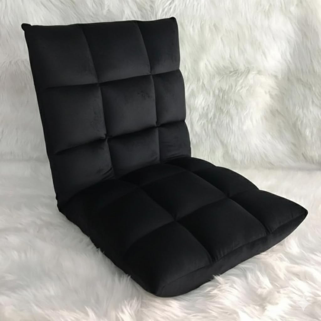 Adjustable Folding Floor Chair with Back Support 2PCS, 5-Position Recliner Sofa Bed, Padded Gaming, Meditation Floor Chair for Adults, Tatami Chair for Living Room, Bedroom, Reading & Lounging