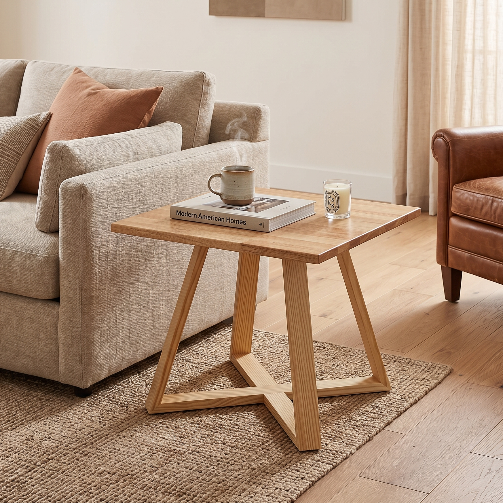 Solid Pine Wood Furniture Legs – Minimalist Natural Wood Legs for Sofa, Coffee Table & Cabinet – DIY Replacement Table Legs with Mounting Hardware