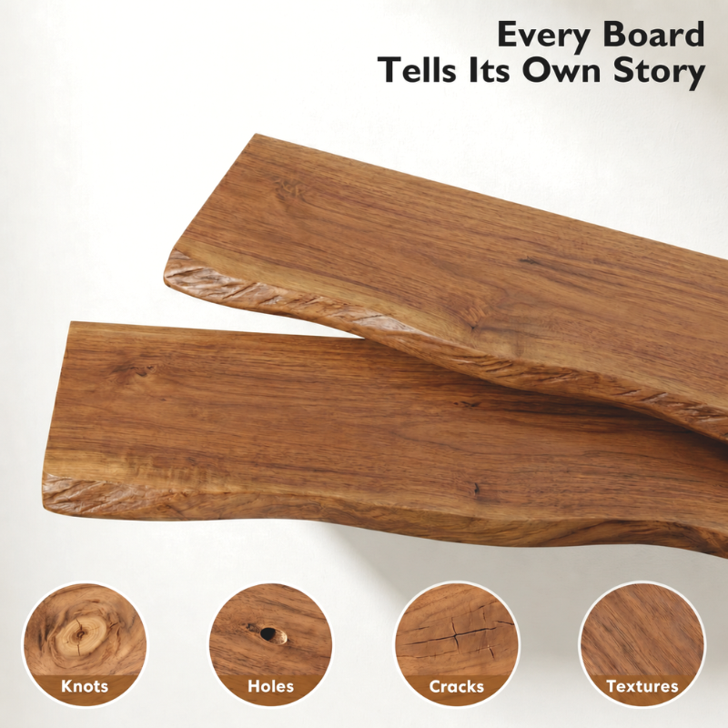 Premium Live Edge Solid Wood Floating Shelf – 1.2 in/ 3cm Thick Natural Edge Wall Mounted Shelf – Rustic Home Decor – Heavy Duty Storage for Kitchen, Bathroom & Living Room