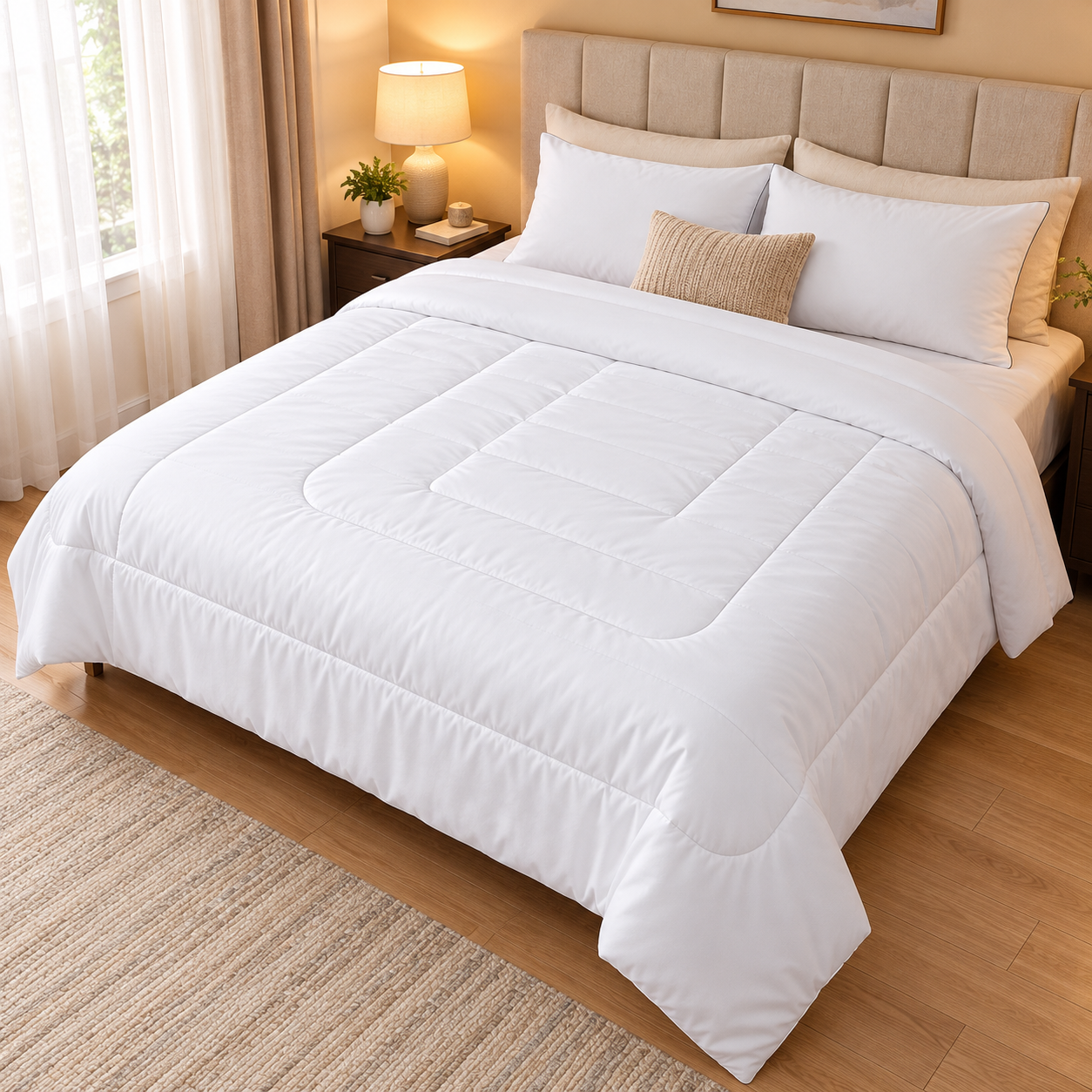 7.2x6.6 ft Quilted Comforter Duvet Insert – All-Season Full Queen Bed Quilt