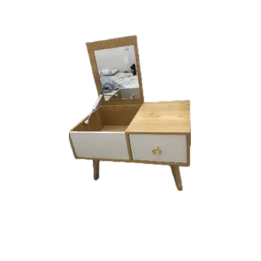 Modern Floor Vanity Table with Flip-Top Mirror & Storage – MDF Wood, Compact & Durable Kikbo