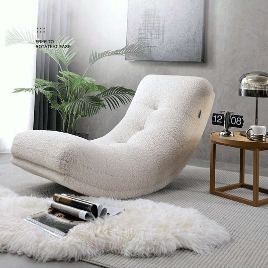 Modern Rocking Lounge Chair – Upholstered Lazy Sofa with Curved Backrest for Living Room & Bedroom