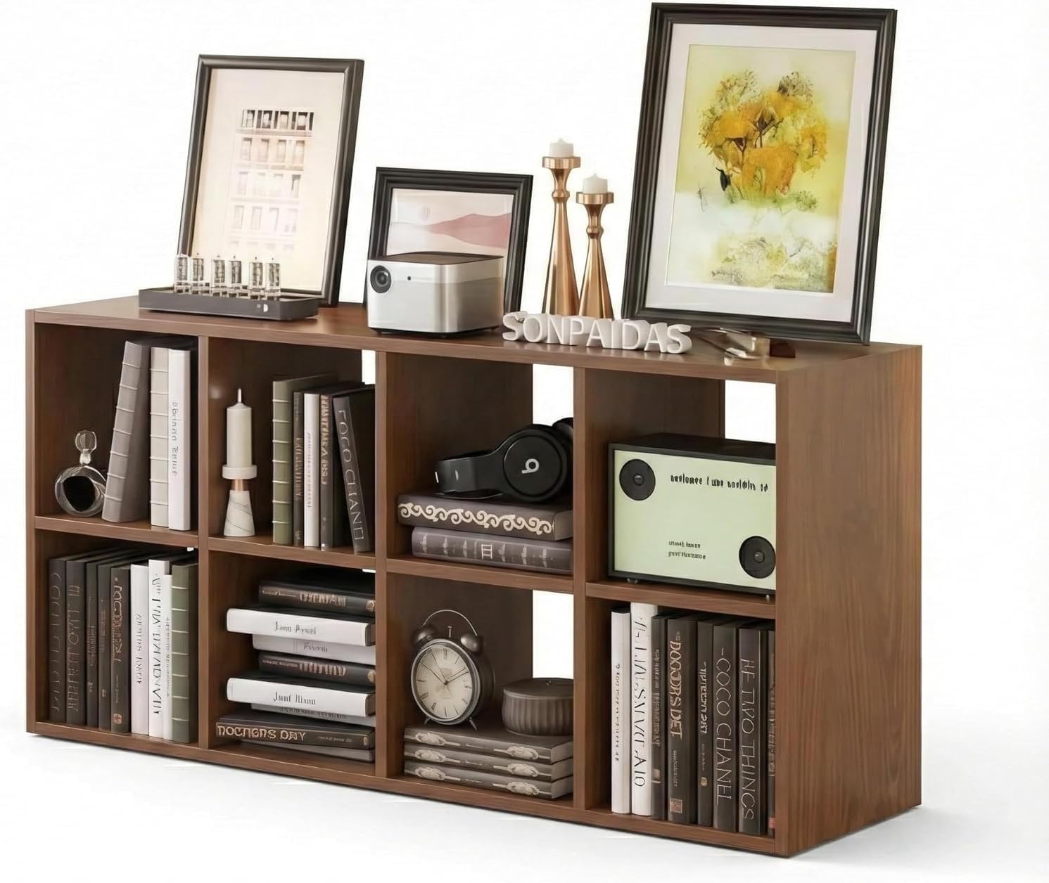 8 Cube Wooden Storage Boxes or Bookshelf – Large Floor Storage Organizer, Modern Cube Display Shelf for Books, Décor, and Office or Bedroom Use