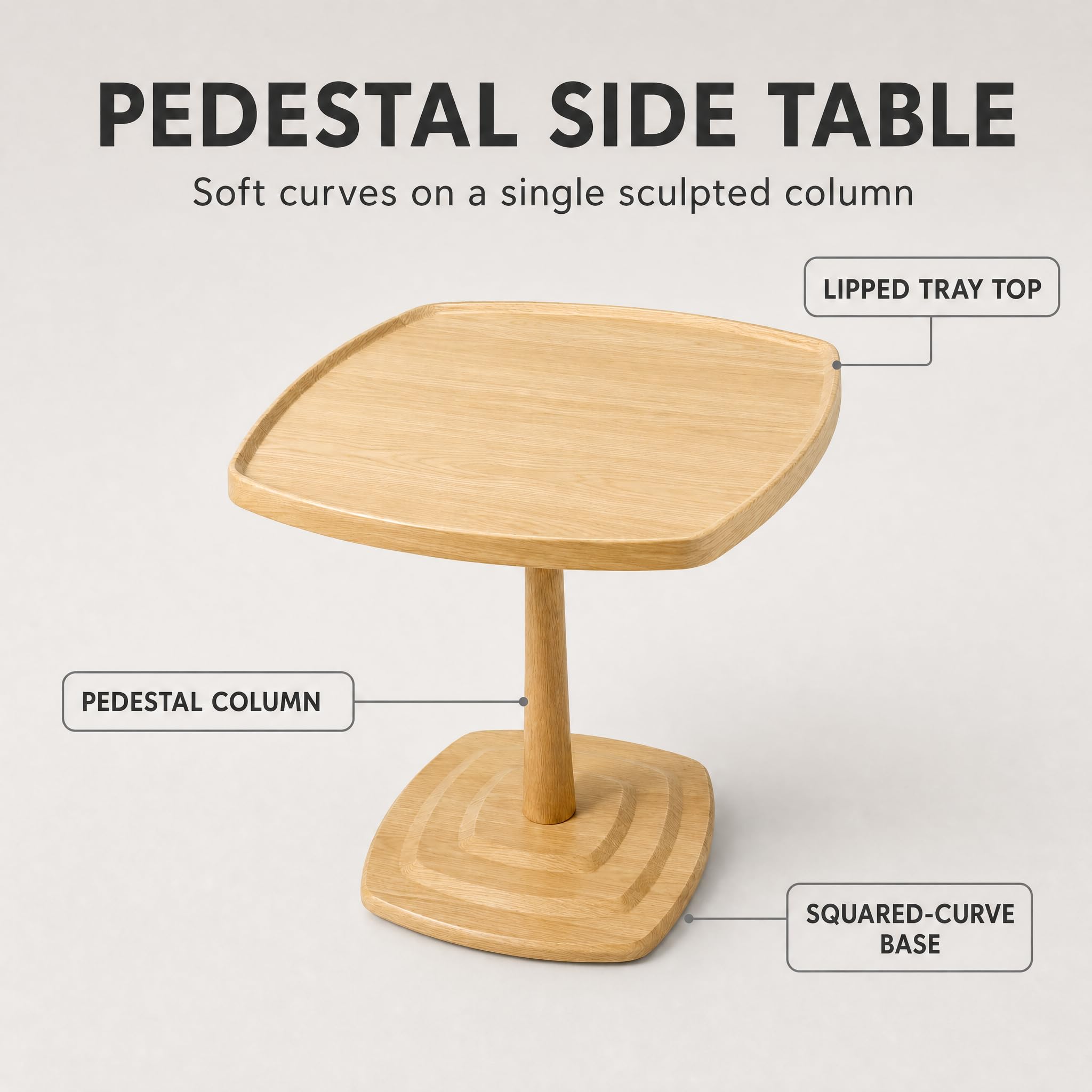 Modern Square Side Table, 23.6" Wood End Table for Living Room, MDF Coffee Table with PVC Waterproof Surface, Small Sofa Table for Apartment, Bedroom, Lounge, Walnut Finish