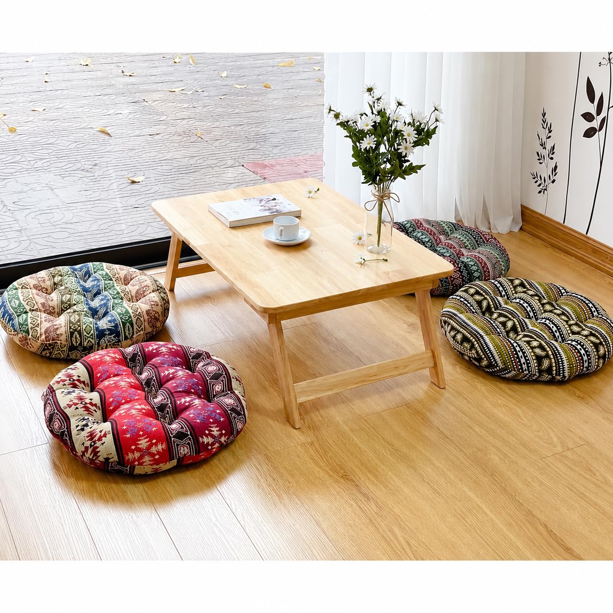 Foldable Wooden Bed Tray Table with Legs, Portable Laptop Desk for Bed and Sofa, Natural Wood Breakfast Serving Tray, Small Coffee Table for Reading, Working and Eating, 24 x 16 Inch