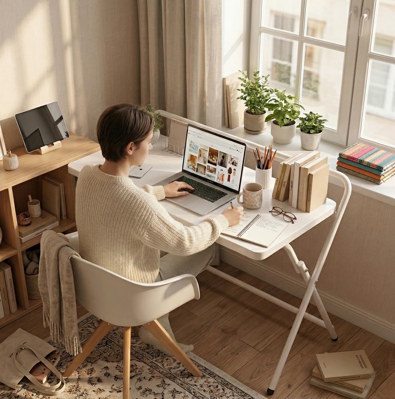 Kikbo Folding Desk Portable - 31.5" x 19.7" Fast Foldable Desk for Small Spaces, Home Office, Events, Study, School, Homework and Gaming