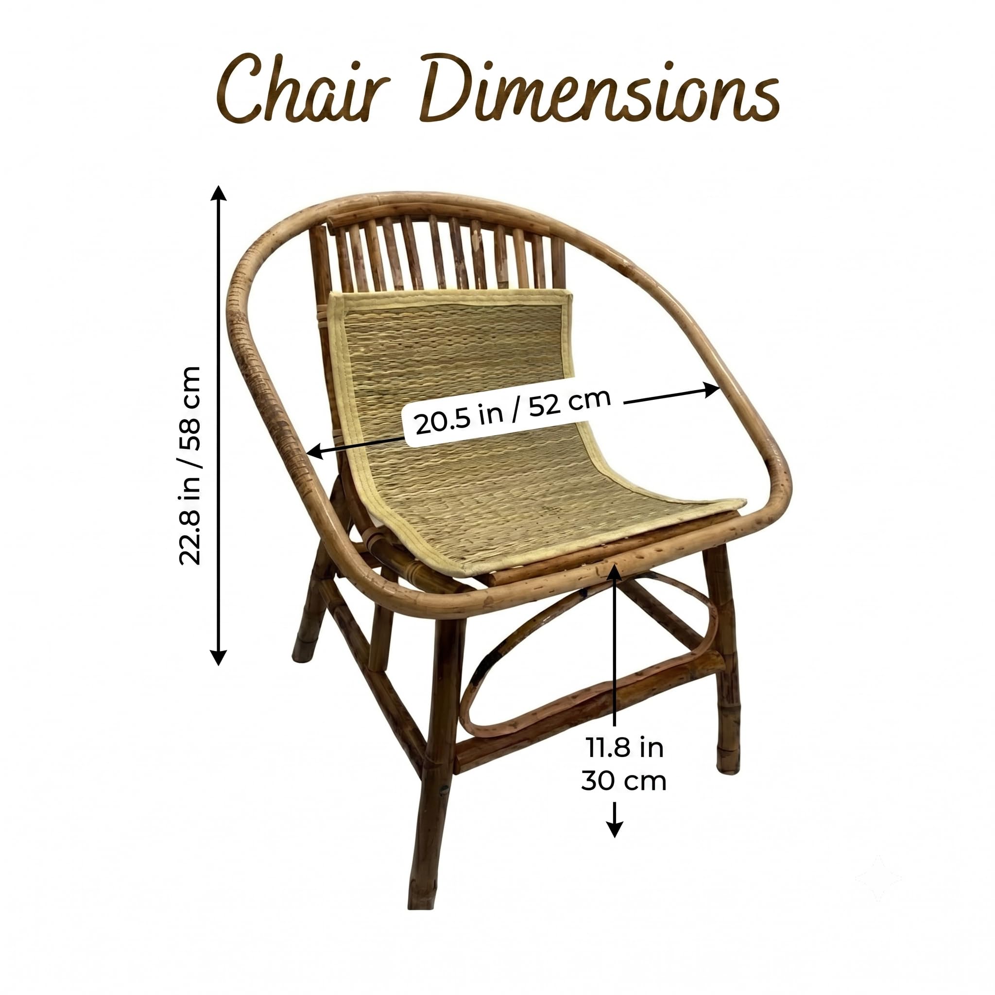 Set of 2 Rattan Dining Chairs, Natural Wicker Accent Chairs with Curved Back, Indoor Outdoor Seating for Dining Room, Patio, Balcony, Café, Living Room