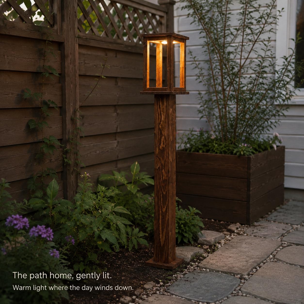 Wooden Lantern Post Stand for Outdoor, Rustic Wood Lamp Post Holder for Solar Lanterns, Decorative Garden Lantern Pedestal for Patio, Walkway, Yard & Porch, Brown, 35.4 Inch