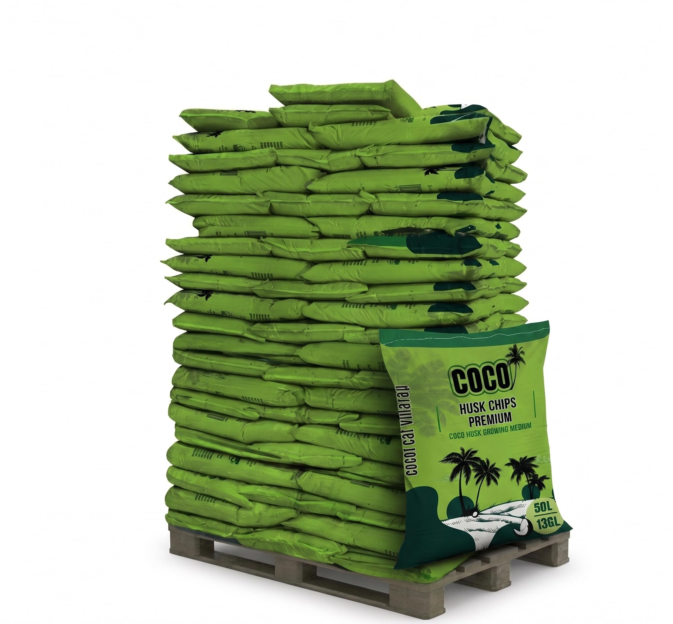 Coco Husk Chips Bags Bulk 50 x 50 Litre / 13 Gallon / 52 Quart – Pre-Washed, Low EC Coconut Substrate for Orchids, Aroids – Mulch, Potting Mix & Reptile Bedding