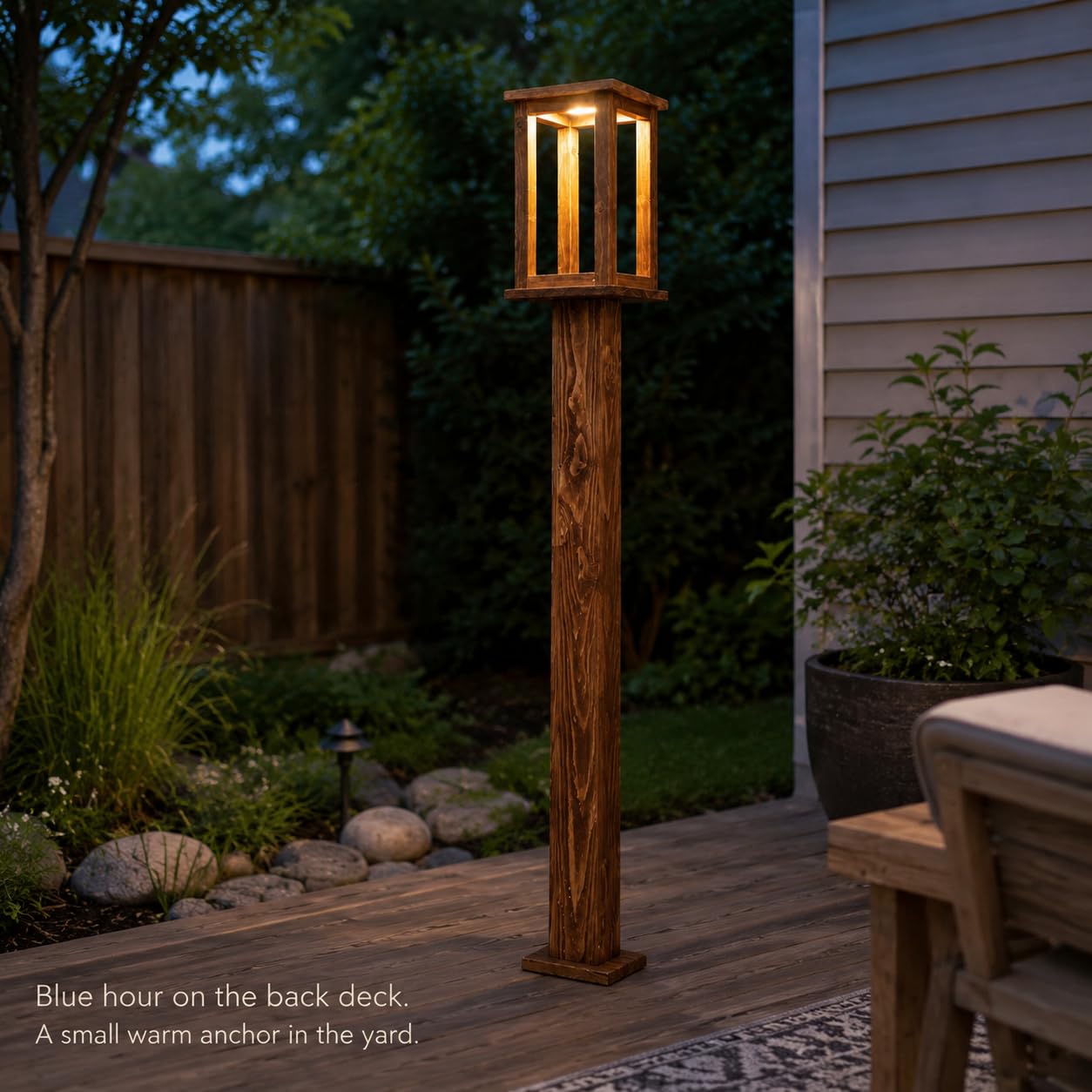 Wooden Lantern Post Stand for Outdoor, Rustic Wood Lamp Post Holder for Solar Lanterns, Decorative Garden Lantern Pedestal for Patio, Walkway, Yard & Porch, Brown, 35.4 Inch