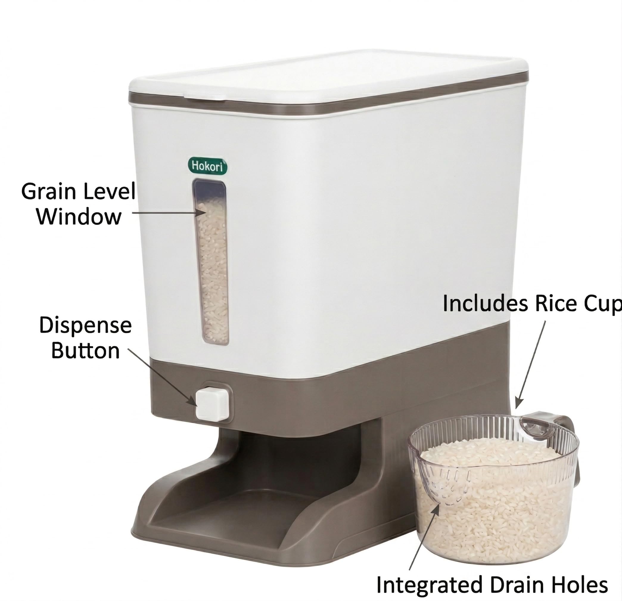 Kikbo 6-Pack Rice and Small Grains Dispenser 22 lbs / 10kg - Keep Fresh, Easy Fast Food Prep Rice Beans Flour Grains, No Mess Pantry Kitchen Organizer (Blue)