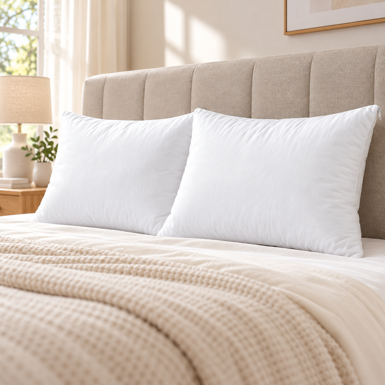 Polyester Fiber Bed Pillow Insert – Fluffy Down Alternative Sleeping Pillow