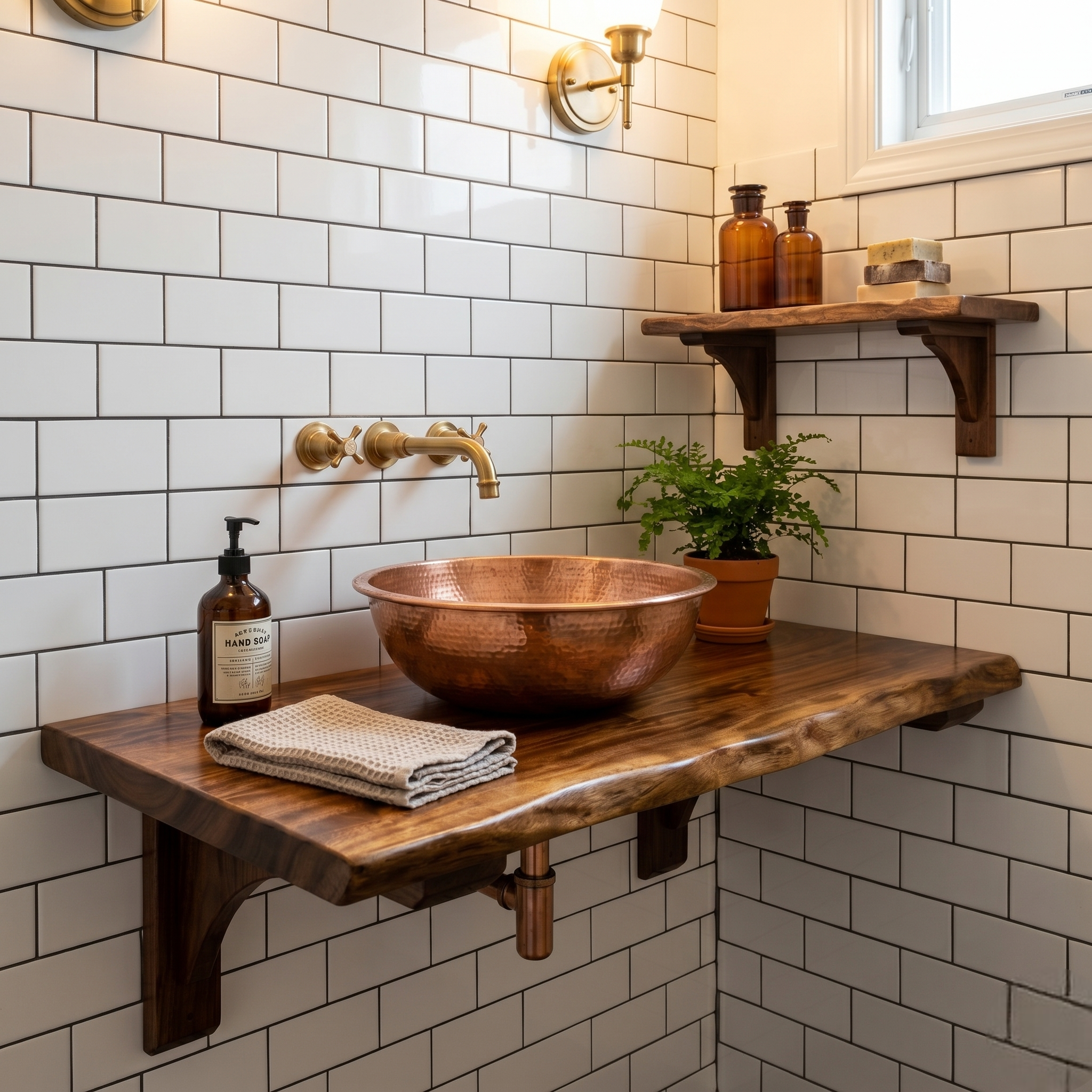 Live Edge Solid Wood Bathroom Vanity Top – 2-Inch Thick Rustic Floating Shelf for Vessels Sinks – Natural Edge Wood Slab for Lavabo & Countertops – Available in Multiple Lengths