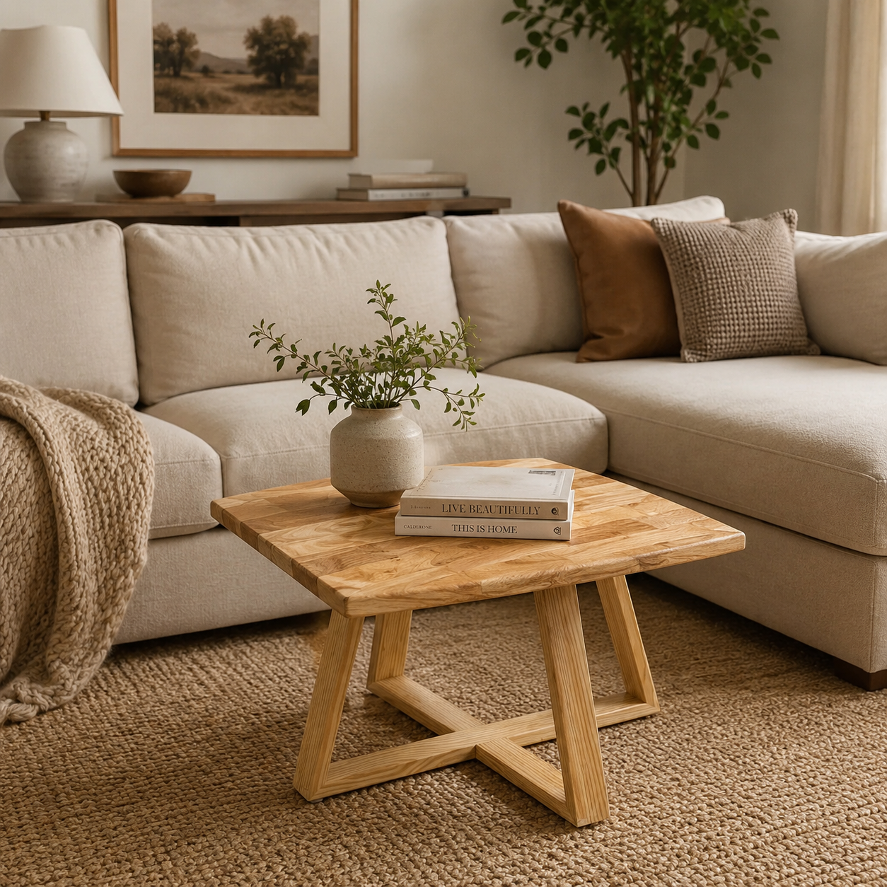 Solid Pine Wood Furniture Legs – Minimalist Natural Wood Legs for Sofa, Coffee Table & Cabinet – DIY Replacement Table Legs with Mounting Hardware