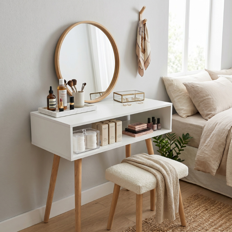 Multipurpose Computer Desk with Storage Drawer – Versatile Writing Study Table for Home Office – Modern Vanity Makeup Table & Professional Nail Tech Salon Desk – Space-Saving Design