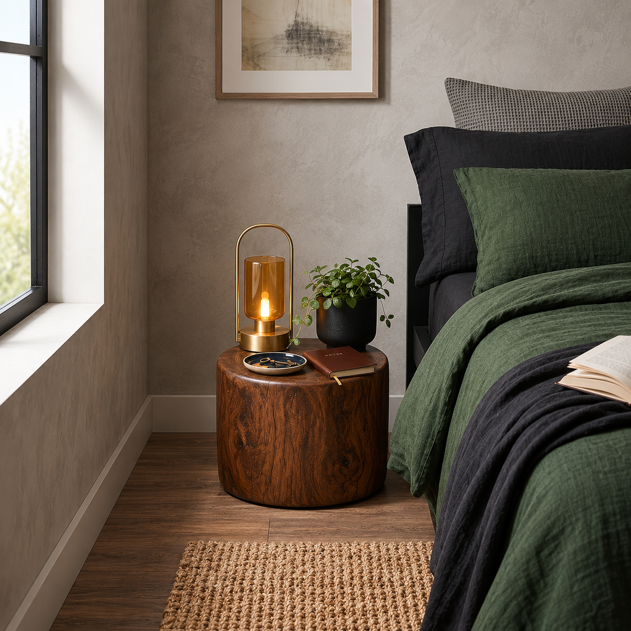 Multipurpose Solid Wood Stump Stool – Handcrafted Natural Tree Trunk Pedestal – Unique Live Edge Side Table, Plant Stand & Accent Seat – One-of-a-Kind Organic Modern Decor