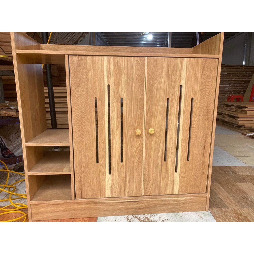1pc Shoe Cabinet 78x78x28cm (30.7"x30.7"x11") – Wood Grain MDF, White & Oak, Entryway Storage, Shoe Rack Type
