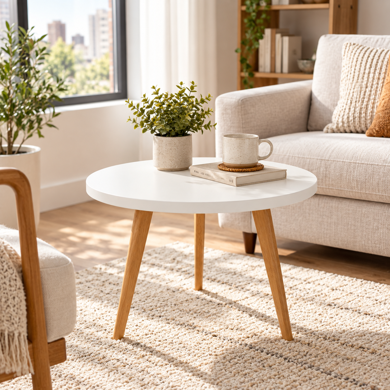 Round White MDF Table Top 0,7"– Smooth Painted DIY Replacement Desk Top