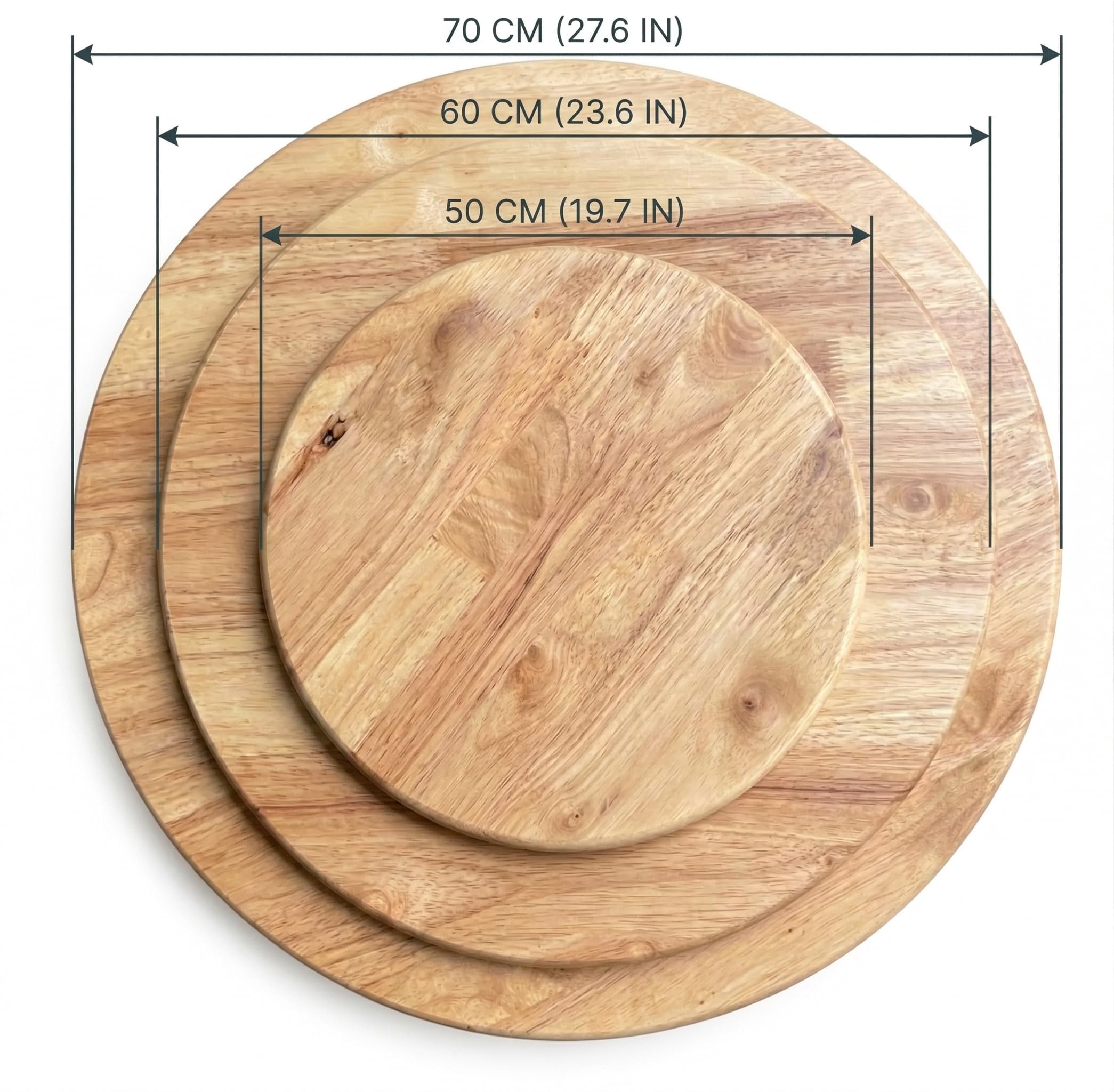 Kikbo Round Wooden Table Top 19.7 Inch (50cm) Rubber Wood for Dining Restaurant Home DIY Coffee Serving Indoor Outdoor Use Ruberwood End Table Nightstand