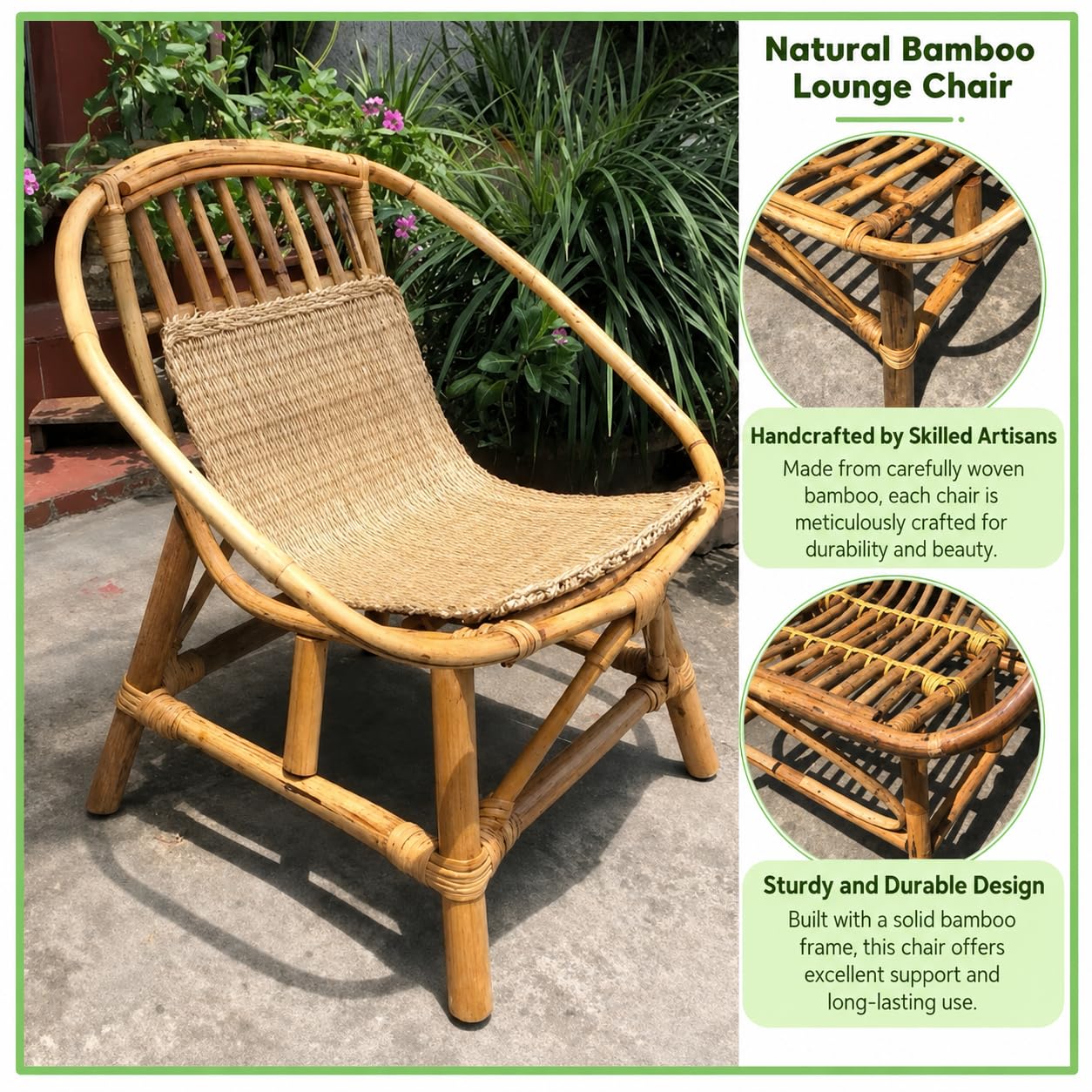 Set of 2 Rattan Dining Chairs, Natural Wicker Accent Chairs with Curved Back, Indoor Outdoor Seating for Dining Room, Patio, Balcony, Café, Living Room