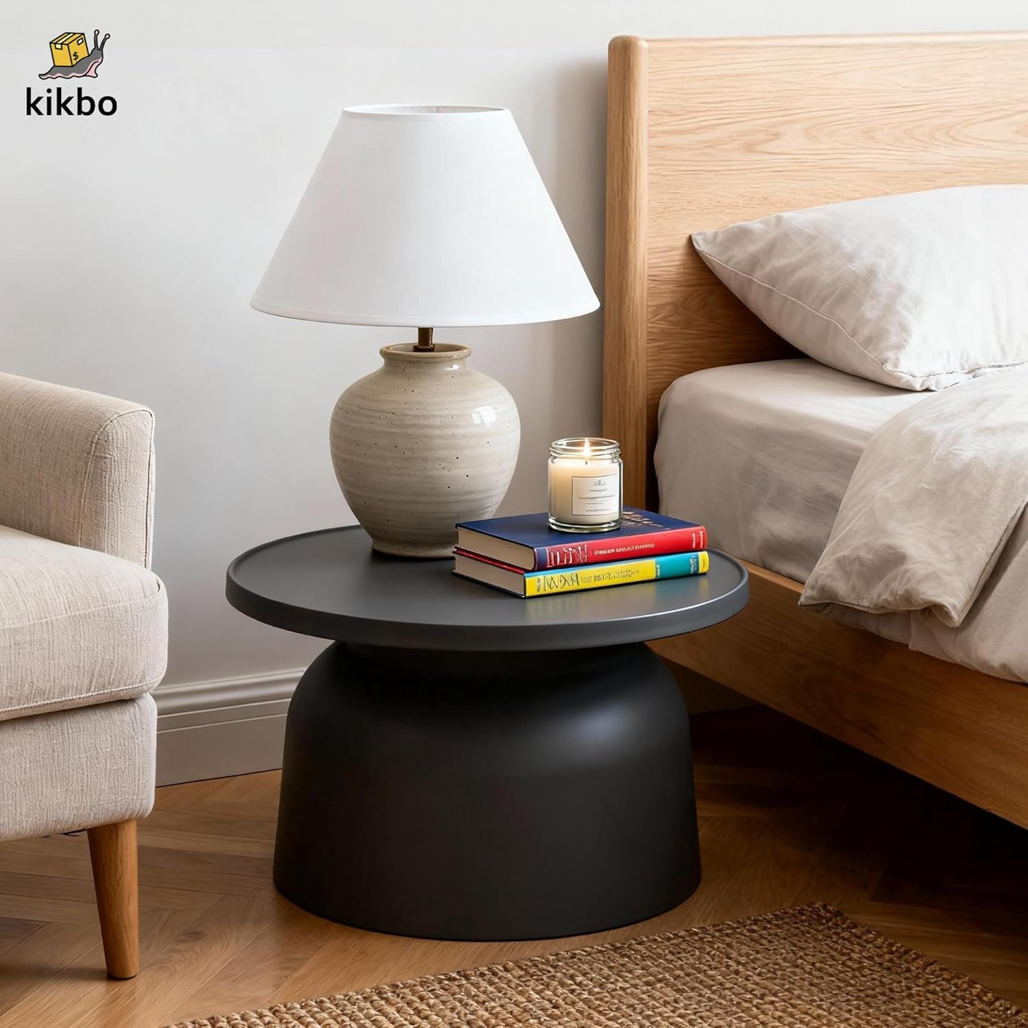 Modern Nordic Low Coffee Table – 26" Round Minimalist Design in Molded Plastic