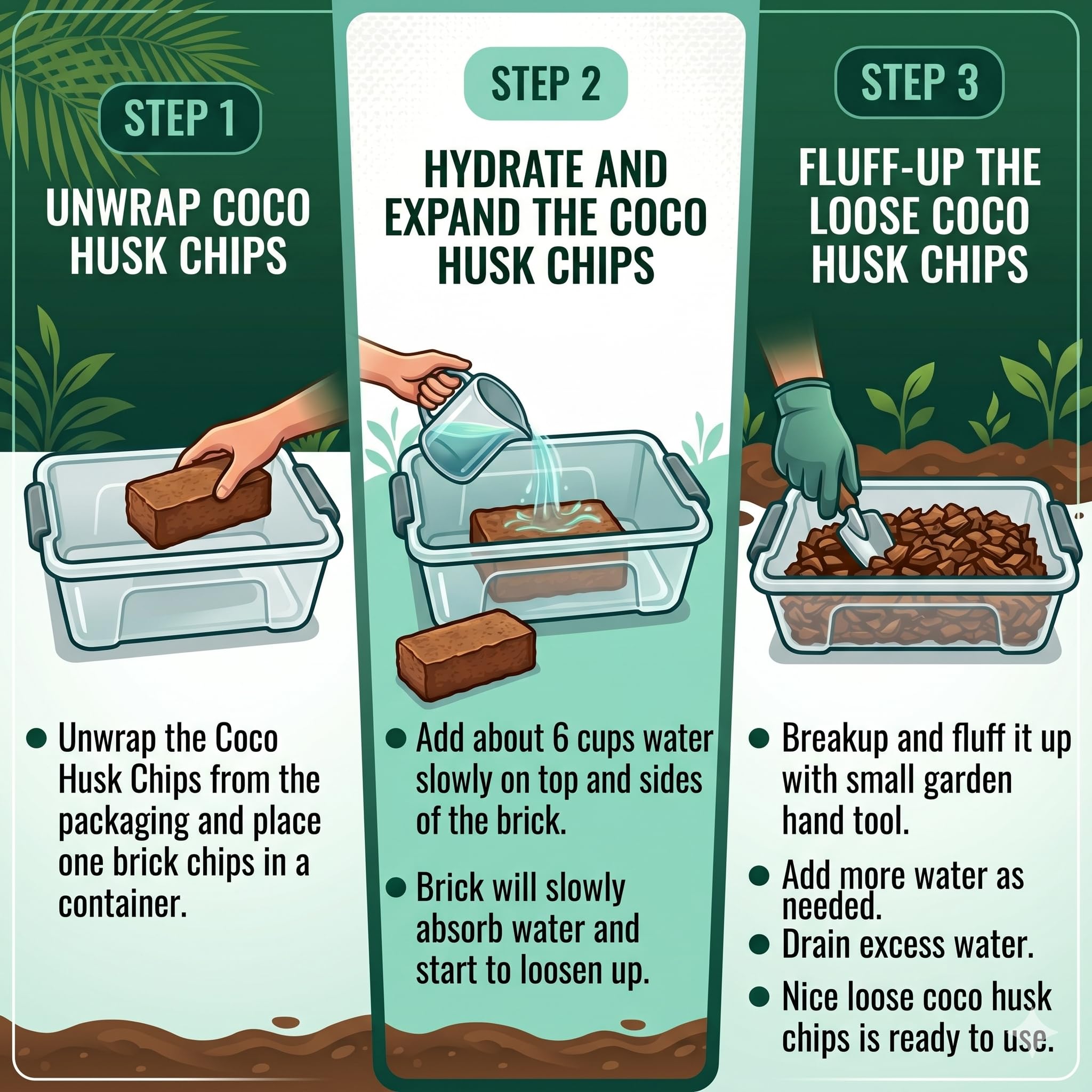Coco Husk Chips Bricks Bulk 100 or 200 Pack (11 lb / 5 kg Each) – Pre-Washed, Low EC Coconut Substrate for Orchids, Aroids & Hydroponics – Expands 7X – Mulch, Potting Mix & Reptile Bedding (100)