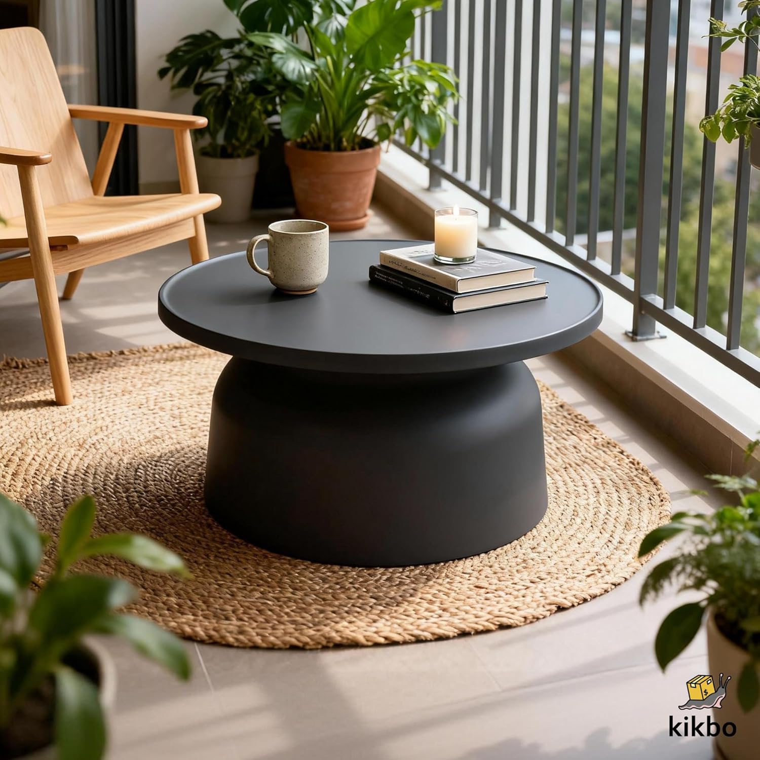 Modern Nordic Low Coffee Table – 26" Round Minimalist Design in Molded Plastic