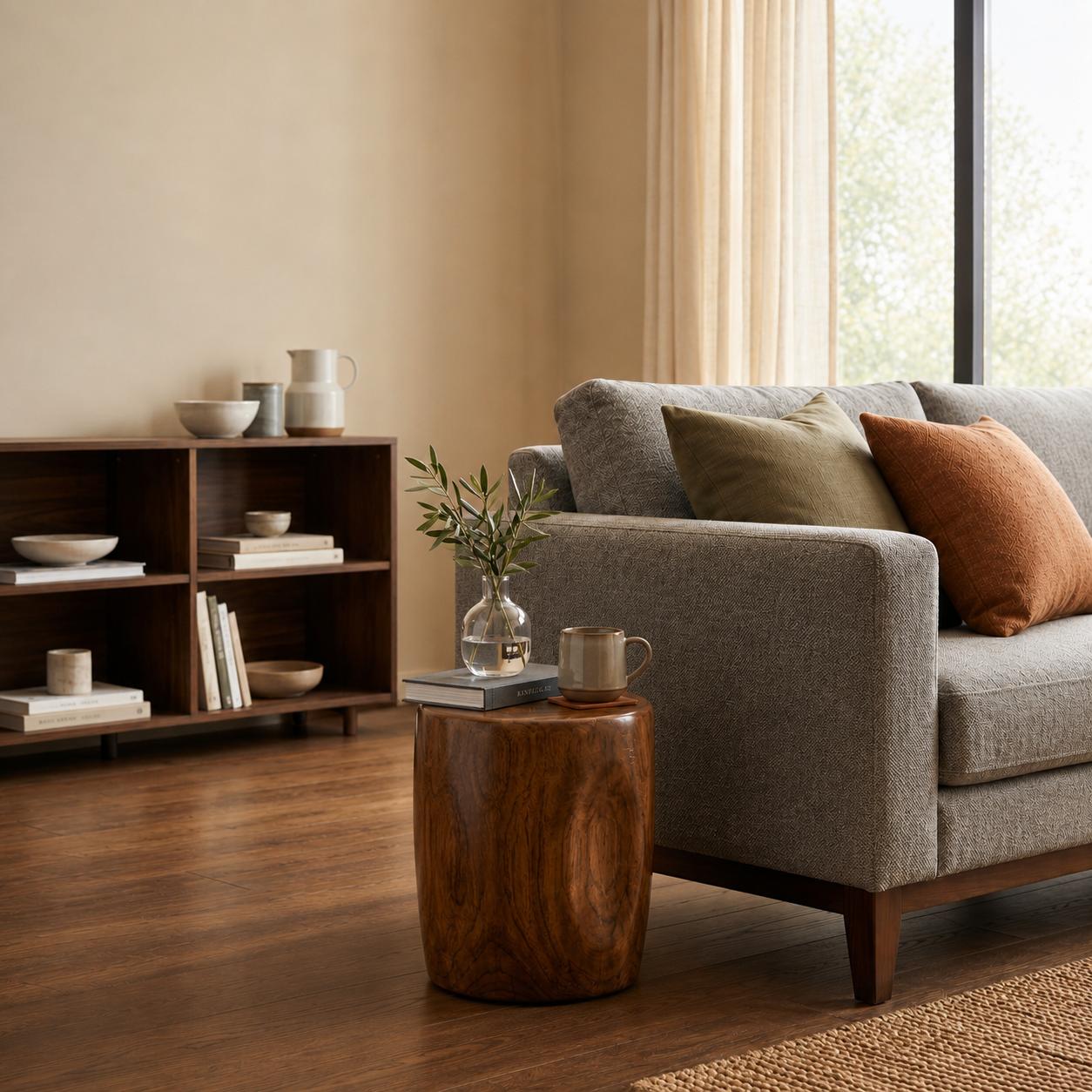 Multipurpose Solid Wood Stump Stool – Handcrafted Natural Tree Trunk Pedestal – Unique Live Edge Side Table, Plant Stand & Accent Seat – One-of-a-Kind Organic Modern Decor
