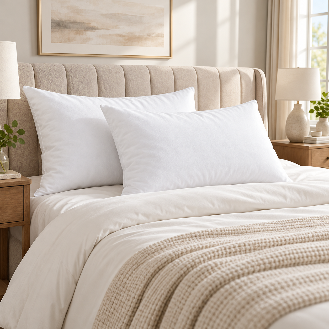 Polyester Fiber Bed Pillow Insert – Fluffy Down Alternative Sleeping Pillow