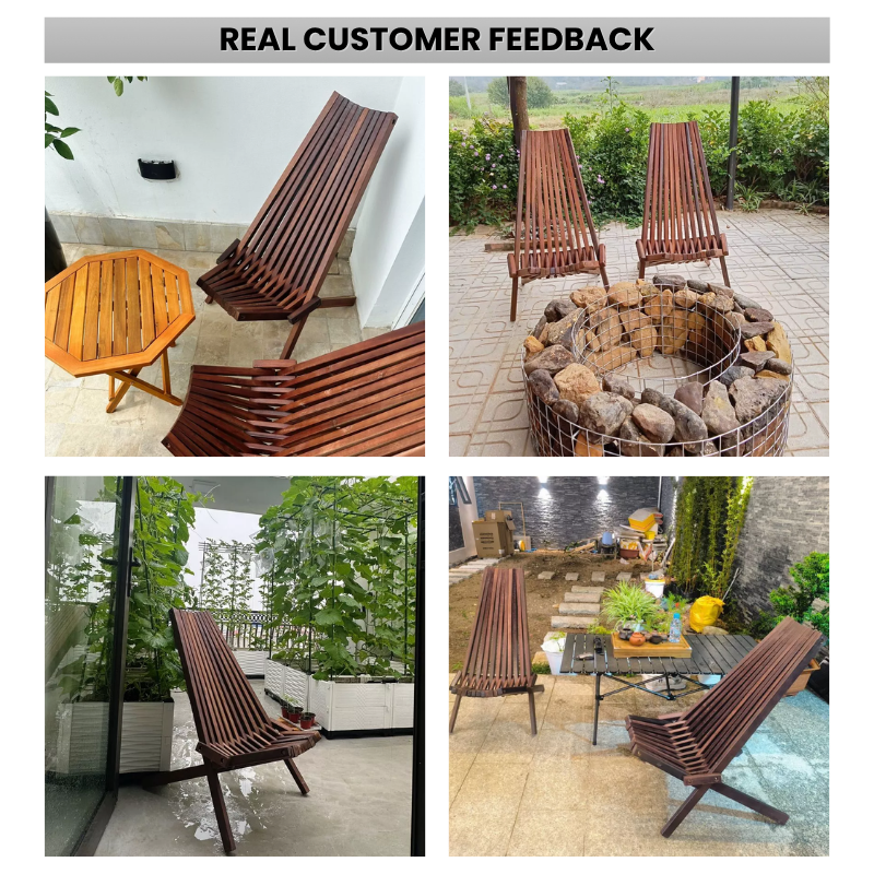 Modern Acacia Wood Folding Chair – Weather-Resistant Outdoor Tamarak Lounge Seat – Portable Space-Saving Wooden Chair for Patio, Balcony, Lawn & Camping – Fully Assembled