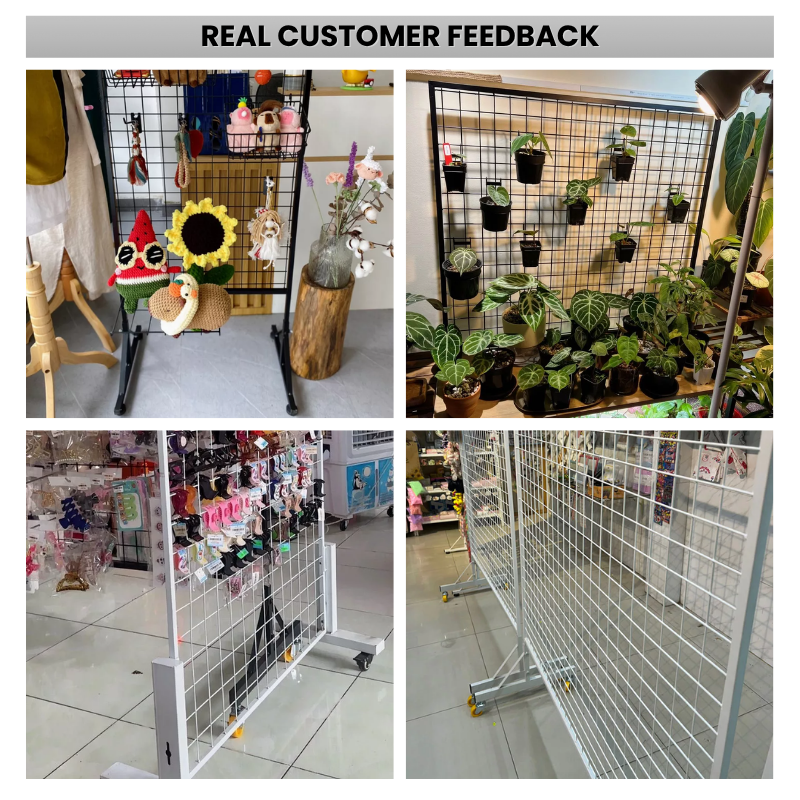 Freestanding Wire Grid Panel Display with Wheels – Mobile Gridwall Rack for Retail Store Products, Craft Fairs & Trade Shows – Heavy-Duty Wire Mesh Panel Stand