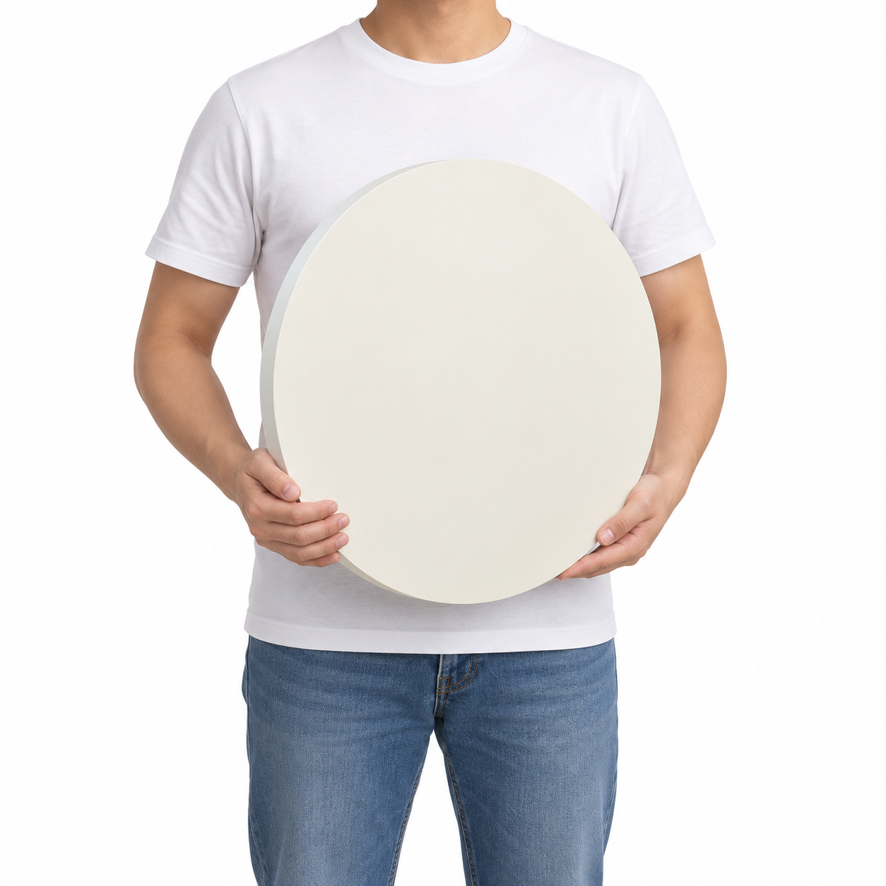 Round White MDF Table Top 0,7"– Smooth Painted DIY Replacement Desk Top