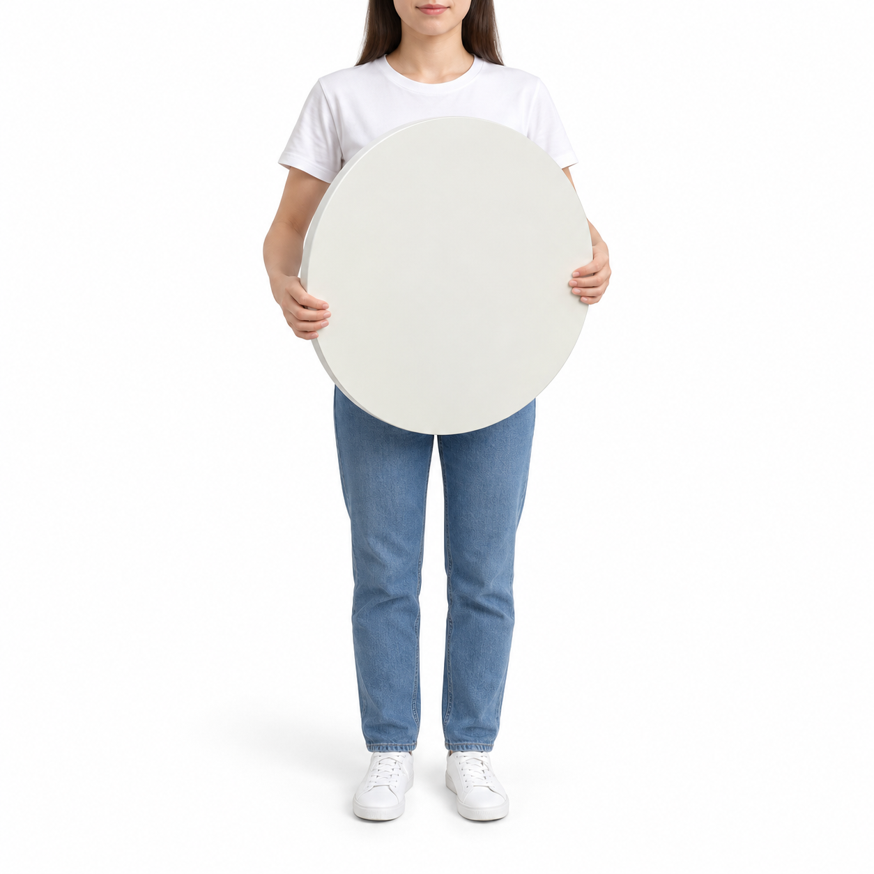 Round White MDF Table Top 0,7"– Smooth Painted DIY Replacement Desk Top