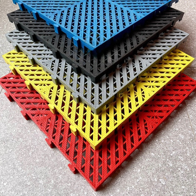 324 Pieces - Heavy-Duty Plastic Floor Covering Tile – Anti-Slip Interlocking Tile for Garage, Car Wash, and Workshop Flooring