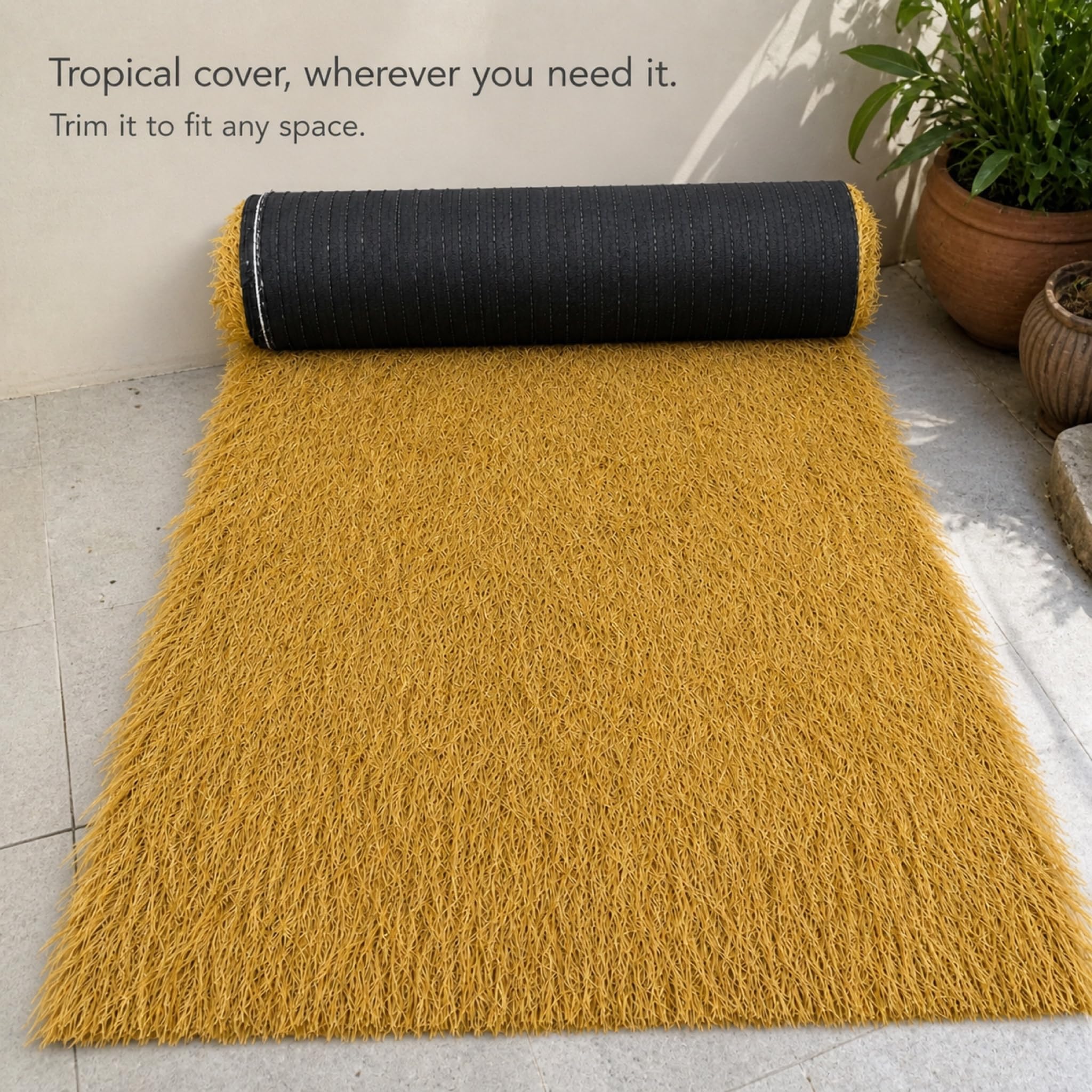 Artificial Thatch Roll for Tiki Bar Roof and Gate Decoration - Weatherproof Fire Resistant Synthetic Straw Roofing Panel - Yellow 3.3 x 9.8 Feet
