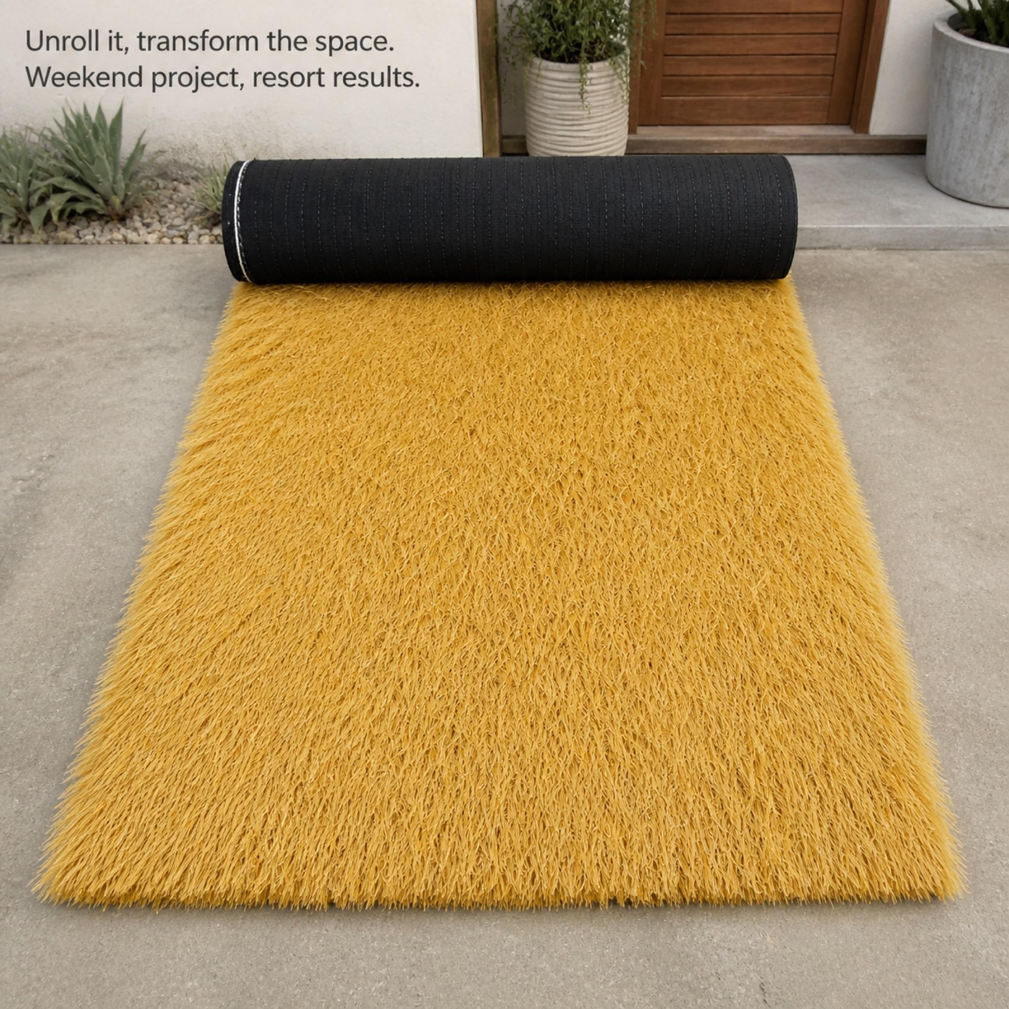 Artificial Thatch Roll for Tiki Bar Roof and Gate Decoration - Weatherproof Fire Resistant Synthetic Straw Roofing Panel - Yellow 3.3 x 9.8 Feet