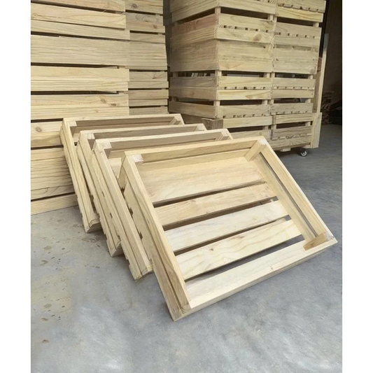 Set of 3 Wooden Serving & Storage Tray - Assorted Sizes