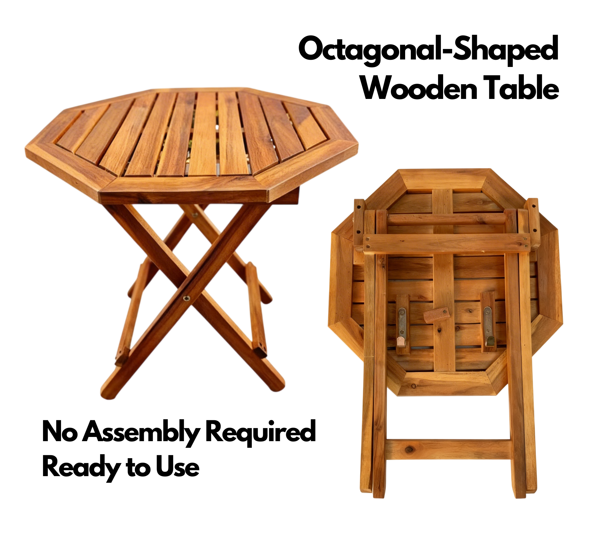 Foldable Outdoor Bistro Set – Acacia Wood Table & 4 Mini Chairs, Compact Patio Furniture for Balcony, Garden, Deck, Small Outdoor Spaces, Weather-Resistant, Ready-to-Use
